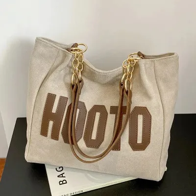 Trendy Letter Canvas Large Capacity Tote Bag